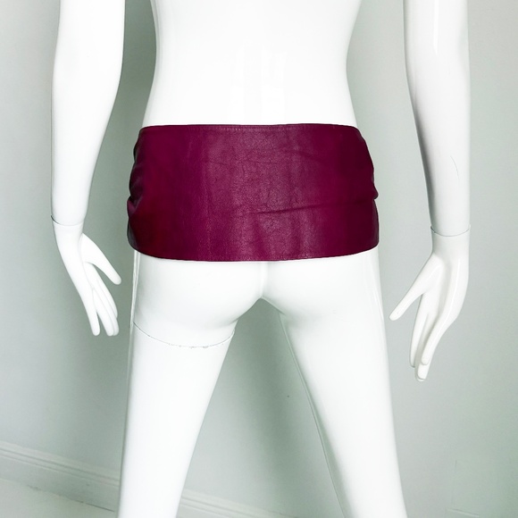 Vintage Norma Kamali Wide Leather Belt with Snaps Made in Italy Size L Retro 80s - Picture 13 of 17